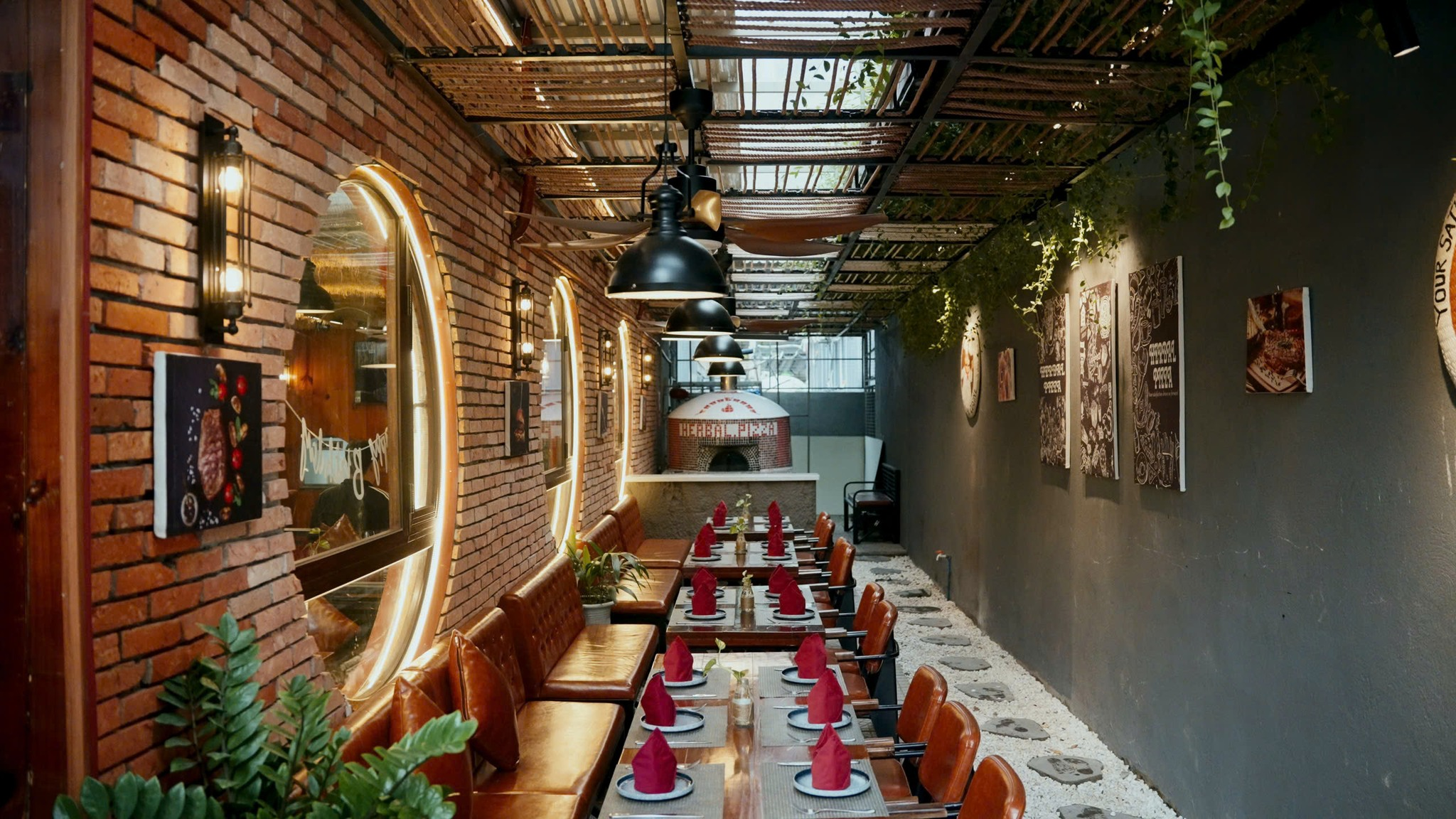 Sophisticated restaurant interior at Herbal Pizza & Steak